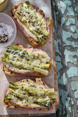 Croque monsieur with scallion