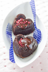 Heart shaped brownies with dried strawberries