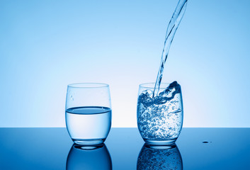 Сreative splashing water in the glass on