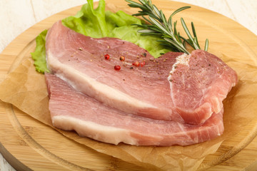 Raw pork steak