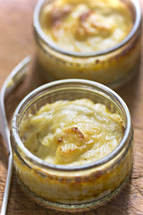 Soufflé made with smoked haddock, cream and cheddar cheese