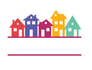 Houses silhouettes vector.  Color residential  buildings logo.
