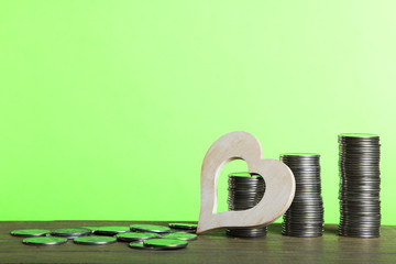 Decorative heart and coins