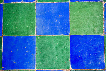 Blue green mosaic tiles