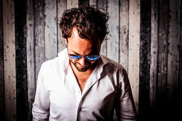 creative man happily at work