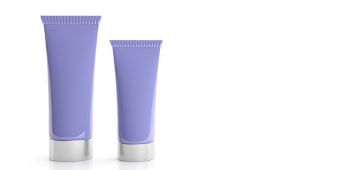 Cream tubes on white background. 3d illustration