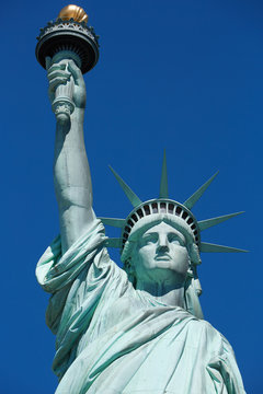 Statue of Liberty in a sunny day, blue sky in New York