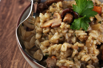 risotto with mushrooms, fresh herbs and parmesan cheese.
