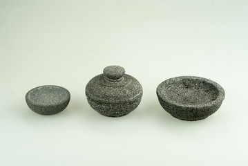 close up of bowls made of stone from Indonesia