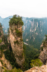 Observation elevator at mountain of Zhangjiajie national park, China