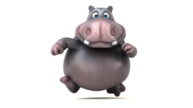 Fun hippo running - 3D Animation