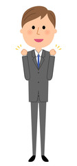 ビジネスマン　ガッツポーズ