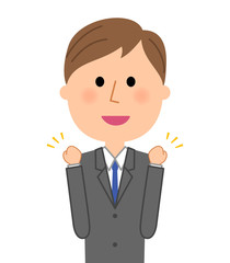 ビジネスマン　ガッツポーズ