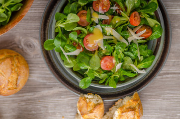 Lamb lettuce salad with dijon dressing