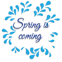 Spring is coming hand lettering. Colorful vector illustration. Design for poster, web banner or greeting cards. © glu_51