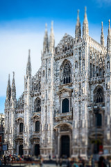 Fototapeta na wymiar Milan city spirit Italy - Milan Duomo cathedral - artificial selective focus effect