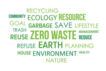 Zero waste community tag cloud, word collage, vector concept background.