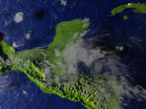 Yucatan on realistic model of Earth