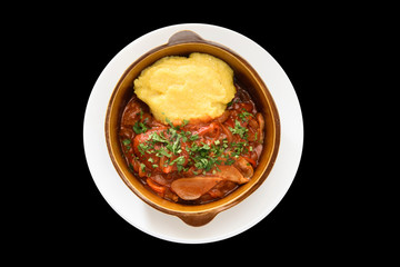 Mushroom stew with parsley and polenta