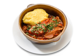 Mushroom stew with parsley and polenta