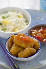 Sweet sour chicken with rice