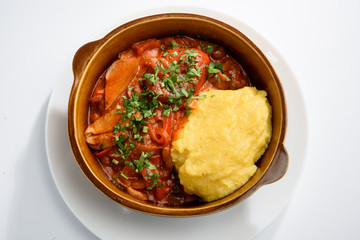Mushroom stew with parsley and polenta