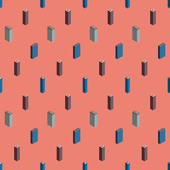 Fototapeta na wymiar Isometric buildings seamless pattern