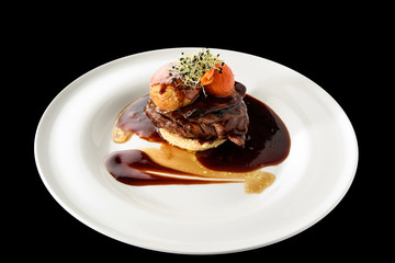 Tournedos Rossini. steak with foie gras. french steak dish with foie gras