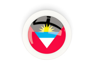 Obraz premium Round flag of antigua and barbuda with carbon frame