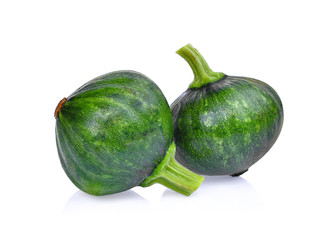 young green pumpkin isolated on white background