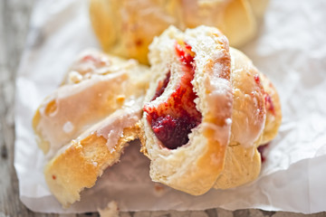 Croissants with strawberry jam