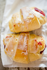 Croissants with strawberry jam