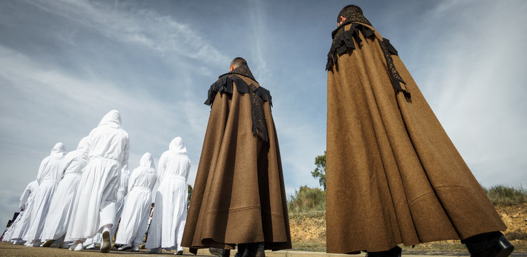 Easter traditional procession in brotherhood with cloacks