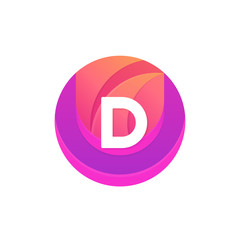 Letter D logo abstract circle shape element. Vector round company icon sign.