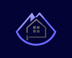 logo home repairs and abstract mountain