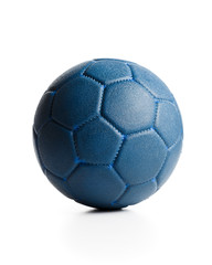 Blue leather ball on white background