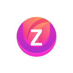 Letter Z logo abstract circle shape element. Vector round company icon sign.