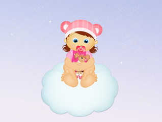 baby girl on cloud