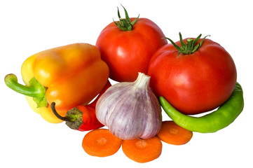 fresh vegetables isolated on white background