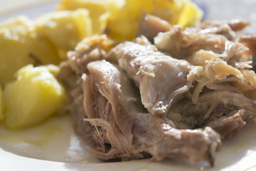 boiled turkey meat with potatoes