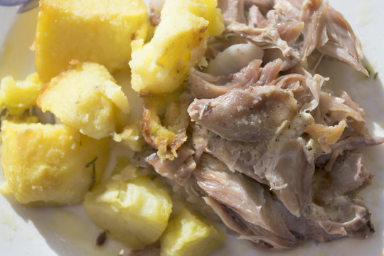 boiled tukey meat with potatoes