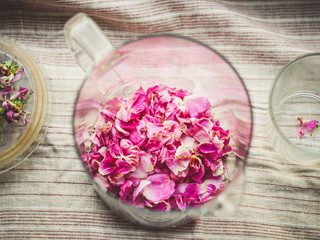Rose, petals boiled with boiling water (a drink with the scent of a rose)