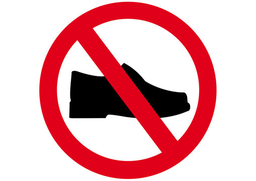 Schild Schuhe verboten