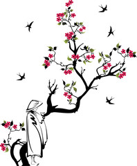 chiness men with tree