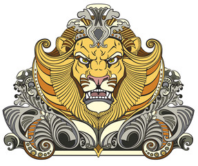 head of lion king  . Front view  decor vector illustration