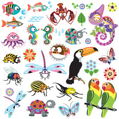 Naklejka premium set of cartoon wild animals