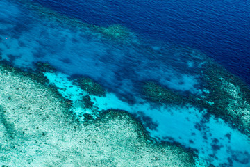 Aerial view of a reef. Beautiful bright deep colors