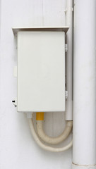 electric box power control panel on concrete wall