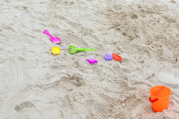 Fototapeta na wymiar Tool and animal block sand forming on the beach