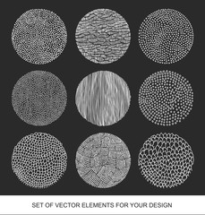 Set isolated textures, brushes, graphics, design element. Hand-drawn. Abstract background. Modernistic Art.